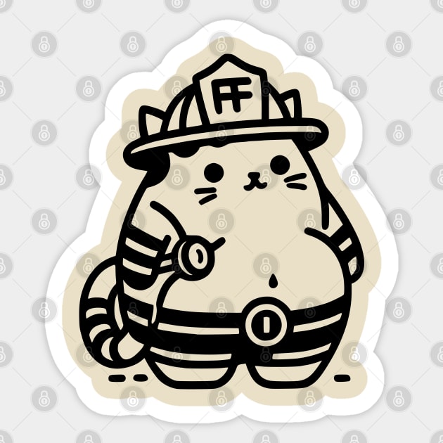 Firefighter Cat Sticker by Teeyara